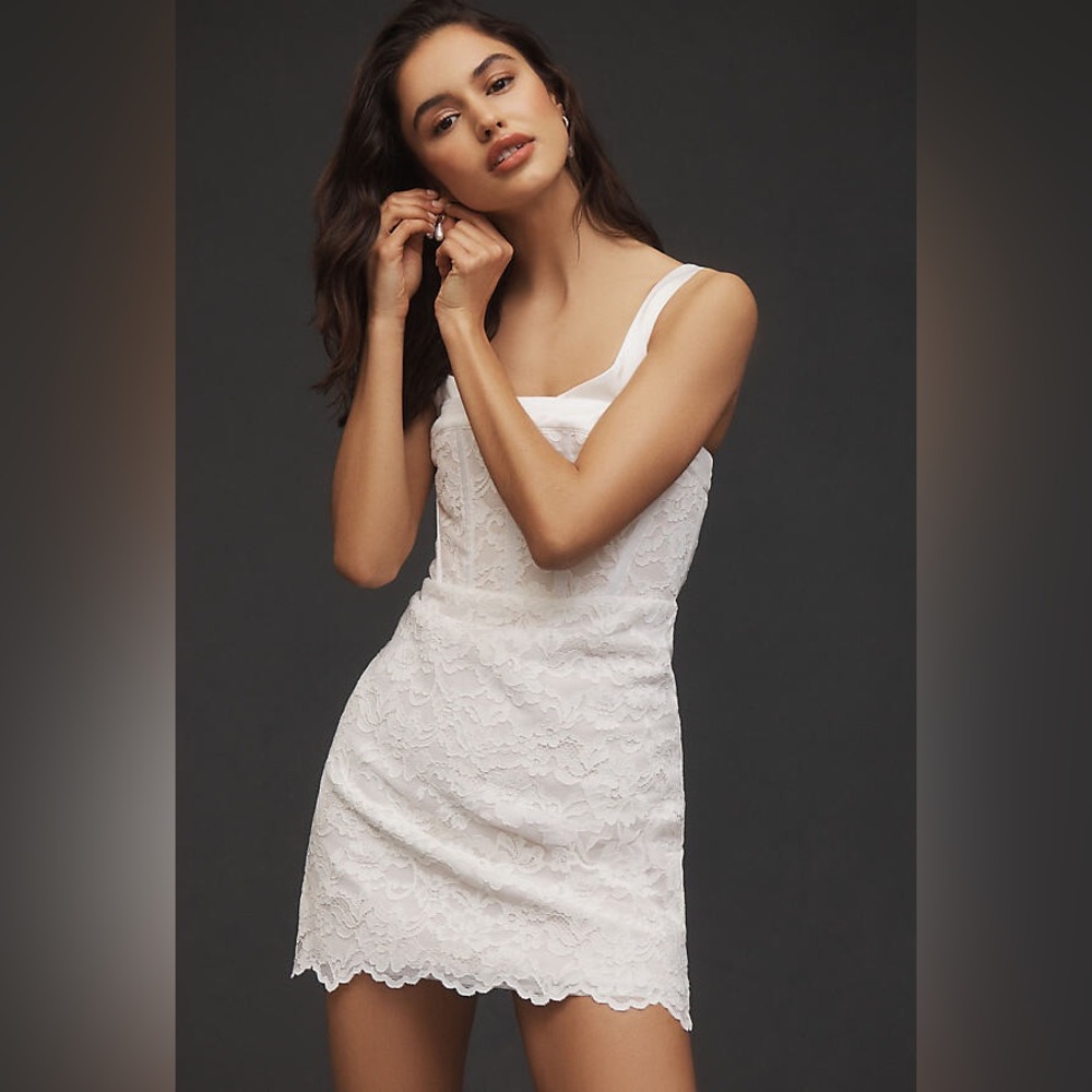 BHLDN Sleeveless Lace Fit & Flare Mini Dress